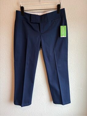 NWT Lilly Pulitzer Bailey Capri Pants True Navy Palm Beach Fit Size 4